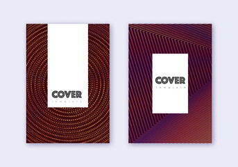 Hipster cover design template set. Orange abstract