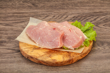 Raw pork steak for cooking