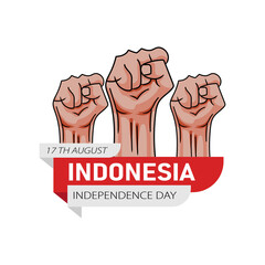 Hand drawn illustration of Indonesia independence day greeting card concept. Which is celebrated on August 17. Vector Illustration