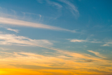 sunset sky with cloudy for background.