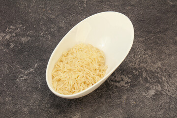 Raw basmati rice in the bowl