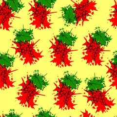 seamless vector pattern with currant on the yellow background