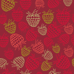 seamless vector pattern with raspberry on the burgundy background