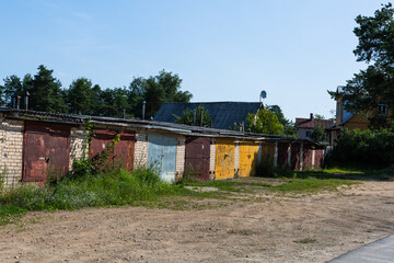 Fototapeta na wymiar Soviet-era garages and buildings