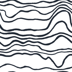 Seamless pattern of black lines waves. Design for backdrops with sea, rivers or water texture. Figure for textiles. Surface design.