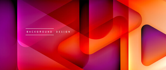 Triangle shapes geometric abstract background. 3D shadow effects and fluid gradients. Modern overlapping forms wallpaper for your text message