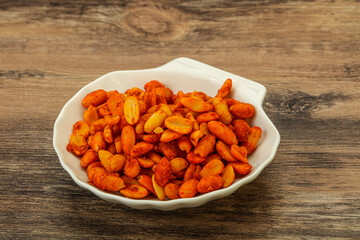 Chili peanut snack in the bowl