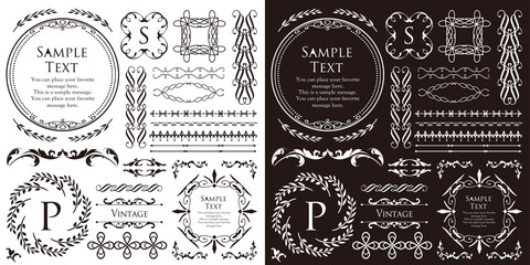 ビンテージフレーム　デザインテンプレート　コピースペース　ラグジュアリー　ウエディング