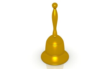 3D illustration of Vintage School Bell On White Background.