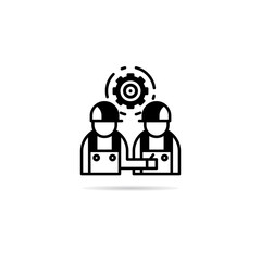 engineers teamwork and gear icon vector illustration