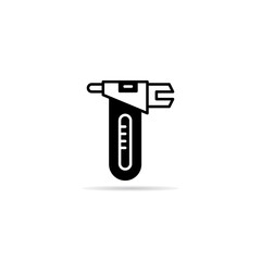 vernier caliper icon with drop shadow vector illustration
