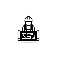 engineer and blueprint icon vector illustration