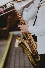 playing the saxophone
