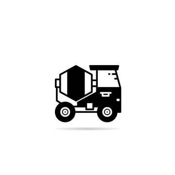 mixer truck icon with drop shadow vector illustration