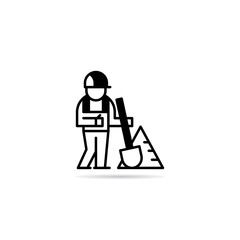 mine worker icon with drop shadow vector illustration
