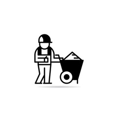 labor and trolley icon with drop shadow vector illustration