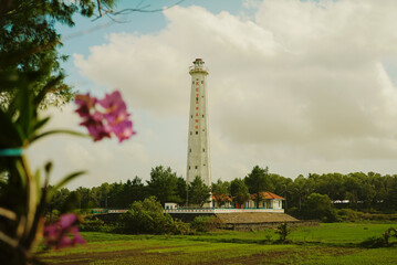 Fototapeta premium Beautiful white lighthouse on Ketawang Beach