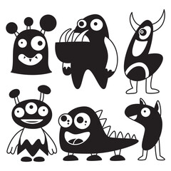 funny and doodle monster characters