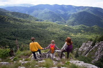 family in the mountains