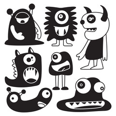funny and doodle monster characters