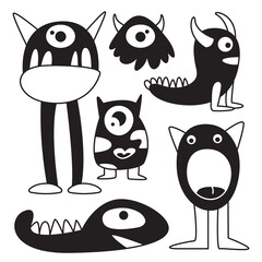 funny and doodle monster characters