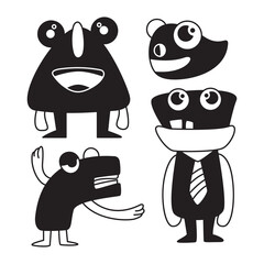 funny and doodle monster characters
