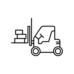 Forklift vector linear icon.