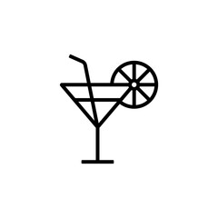 Glass of cocktail, vector linear icon.