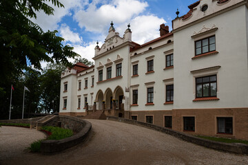 Fototapeta premium Rokiskis manor and park in sunny summer day