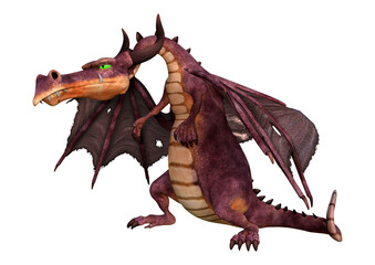 Fototapeta premium 3D Rendering Fairy Tale Dragon on White