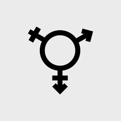 Solid icon for transgender, black icon on white background