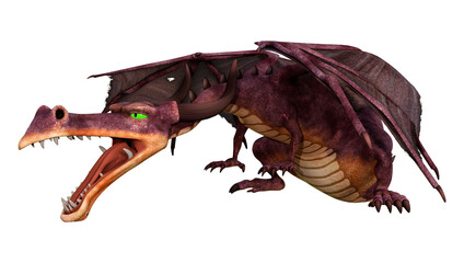 3D Rendering Fairy Tale Dragon on White