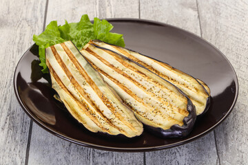 Grilled eggplant in the bowl
