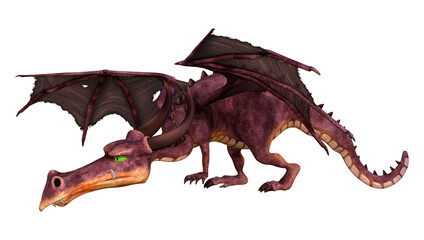 3D Rendering Fairy Tale Dragon on White
