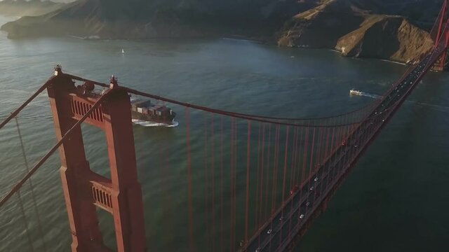 The Golden gate bridge aerial shot 