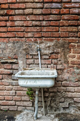 Houses in Old Tbilisi, Wash basin on a wall, Georgia, Caucasus, Middle East, Asia