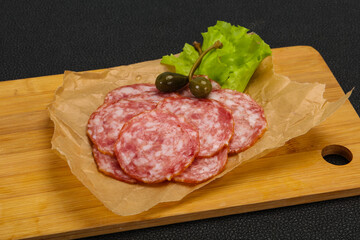 Spanish Salchichon sausage with salad