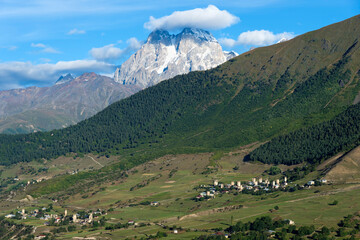 Fototapeta na wymiar Mulhaki Mountain village, Mestia, Svaneti region, Georgia