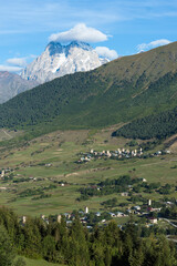 Fototapeta na wymiar Mulhaki Mountain village, Mestia, Svaneti region, Georgia