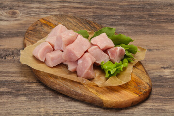 Raw fresh pork meat cube