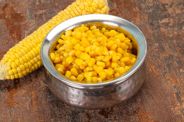 Young corn seeds in the bowl