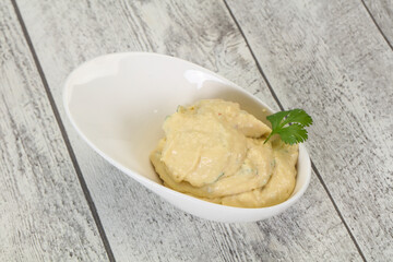 Hummus snack with olive oil