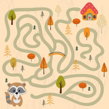 Educational game for children. A fun maze for young children. Cartoon vector illustration.