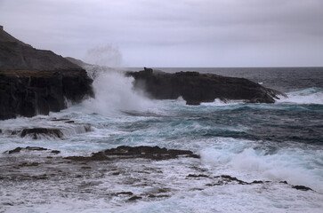 Obraz premium North coast of Gran Canaria, Canary Islands, Banaderos area, grey volcanic phonolite rock