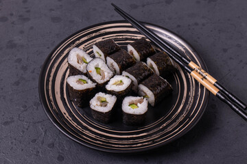 traditional asian rice rolls top view shot