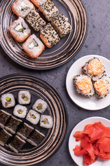 traditional asian rice rolls top view shot