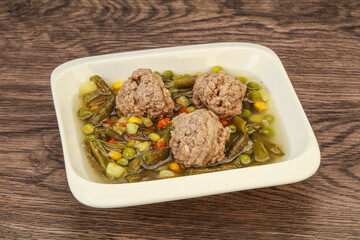 Soup with vegetables and meat balls