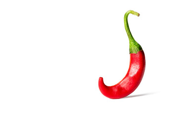 Red hot chili pepper isolated on a white background, copy space
