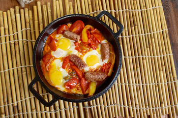 Middle Eastern eggs with merguez