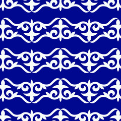 Decorative seamless pattern with ethnic element. Kyrgyz and Kazakh,  Uzbek, Tatar, Yakut ornaments. Texture for background, wallpaper, holiday, fabrics, gift wrapping, home textile. Vector.